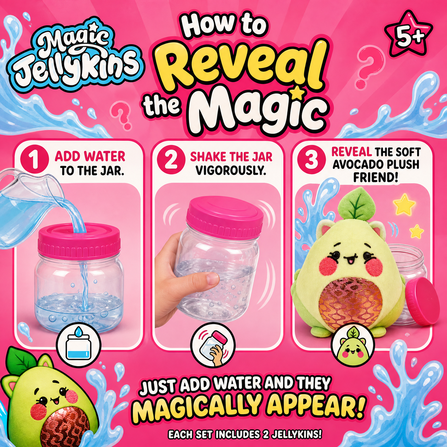 Magic Jellykins™ - Surprise Water-Reveal Squishy Plush Characters