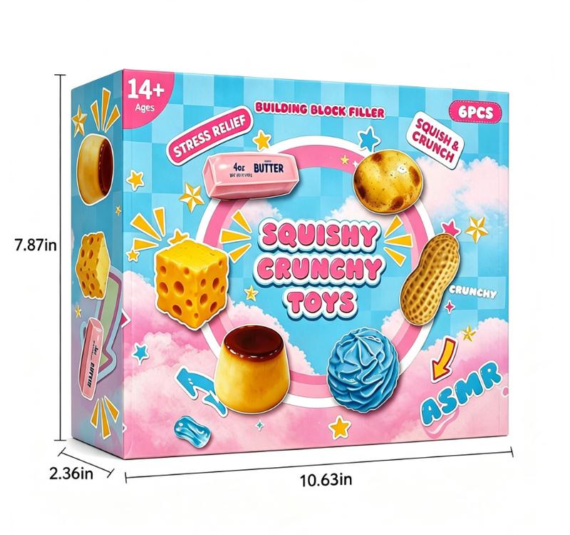 Squishy Crunchy Sensory Fidget Toys – 6‑Piece Set
