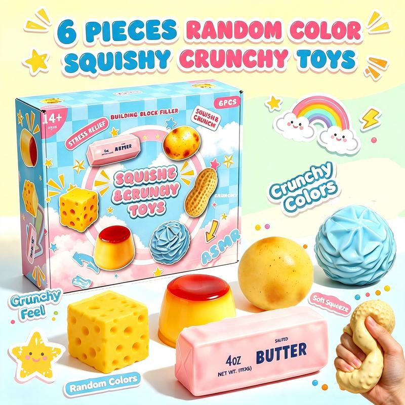 Squishy Crunchy Sensory Fidget Toys – 6‑Piece Set